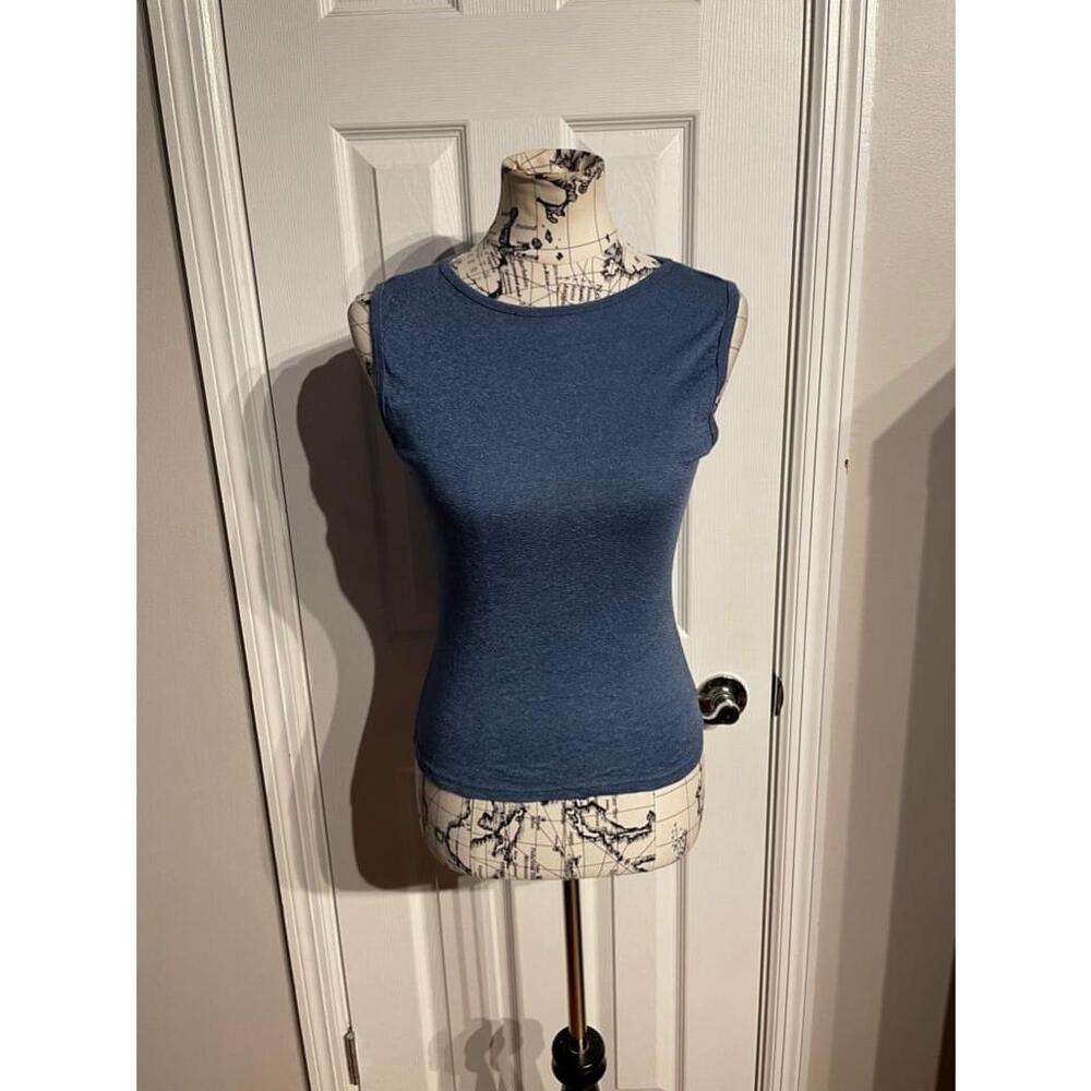 Michael Stars Vintage knit Tank Top Crew y2k Finland Theme Blue Print S ribbed